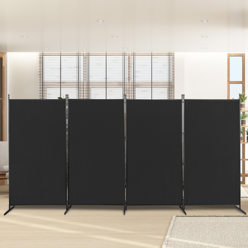 4 Panel Room Divider 6FT Folding Privacy Screen Wall Partition Home Office Black