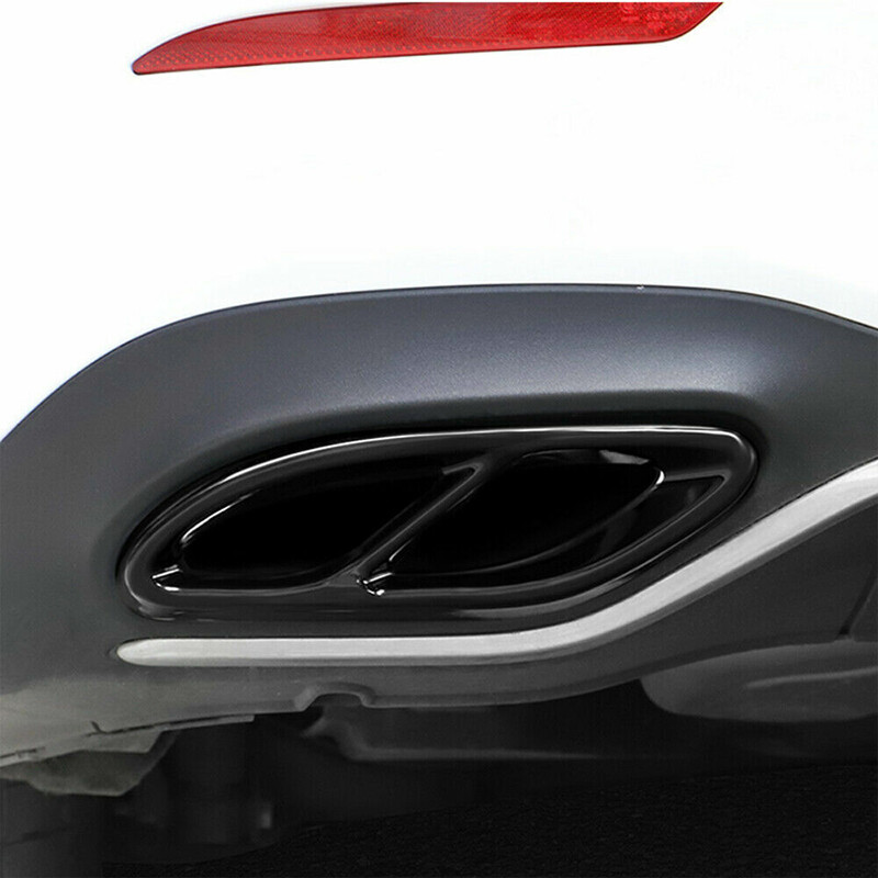 Black Steel Exhaust Tips For 2016-2023 Mercedes E-Class E300 E350 E400 E450 E550