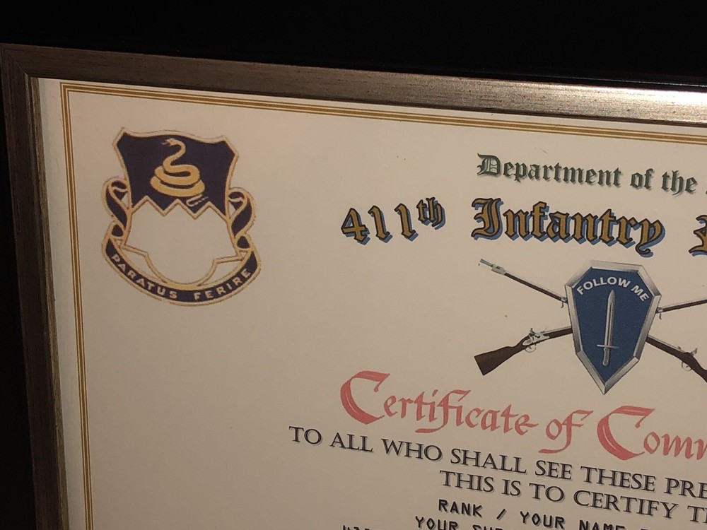 411TH INFANTRY REGIMENT / COMMEMORATIVE - CERTIFICATE OF COMMENDATION
