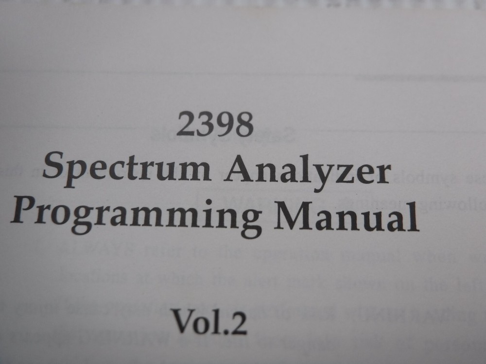 IFR 2398 Spectrum Analyzer Operation Manual Vol. 2