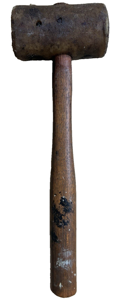 Vintage Rolled Rawhide Mallet Hammer Soft Hit Hammer Old Tool Leather Worker
