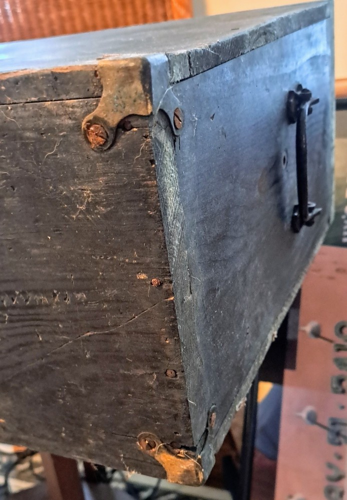 Antique Handmade Rustic Solid Wood Carpenter Tool Storage Box Chest