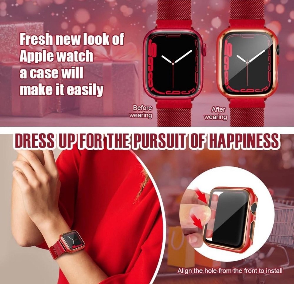 Top4cus Red With Rose Gold Edge Case Computable With Apple Watch 44mm