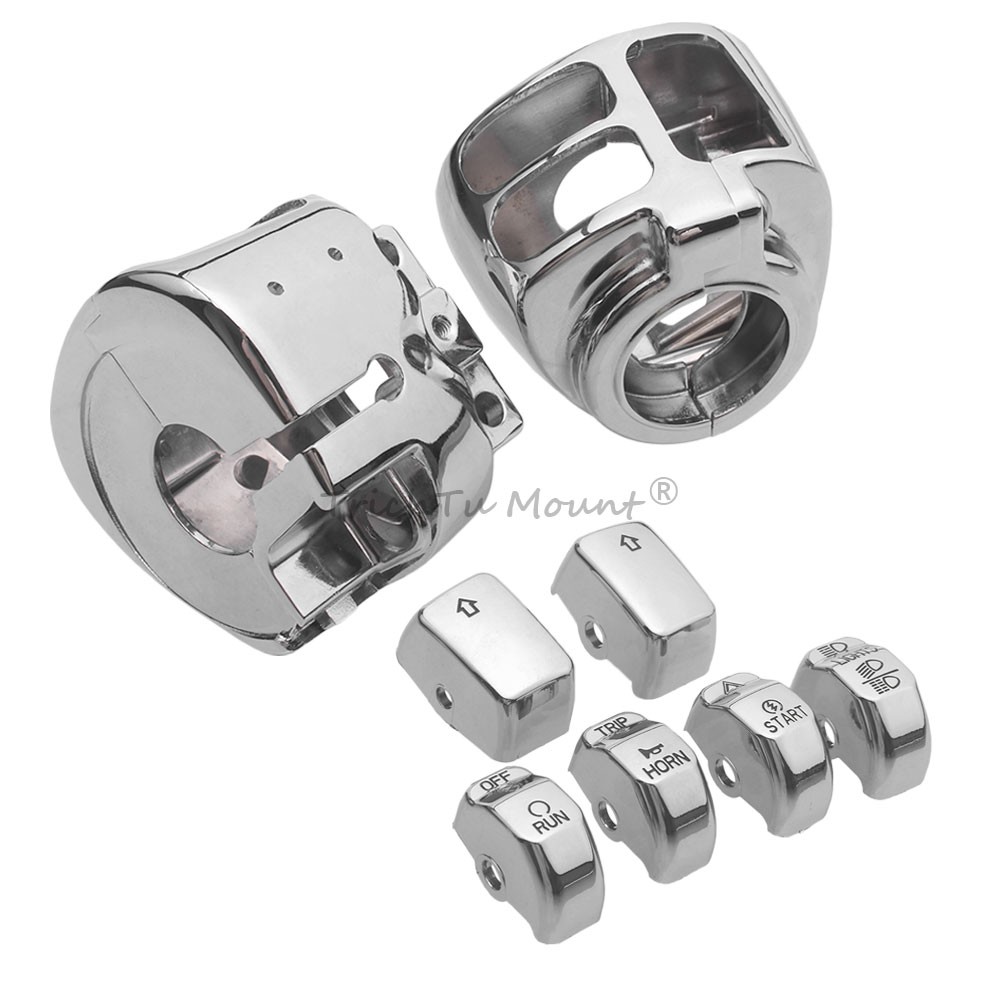 Handlebar Control Switch Housing Chrome Caps For Harley Softail Fat Boy FLSTF