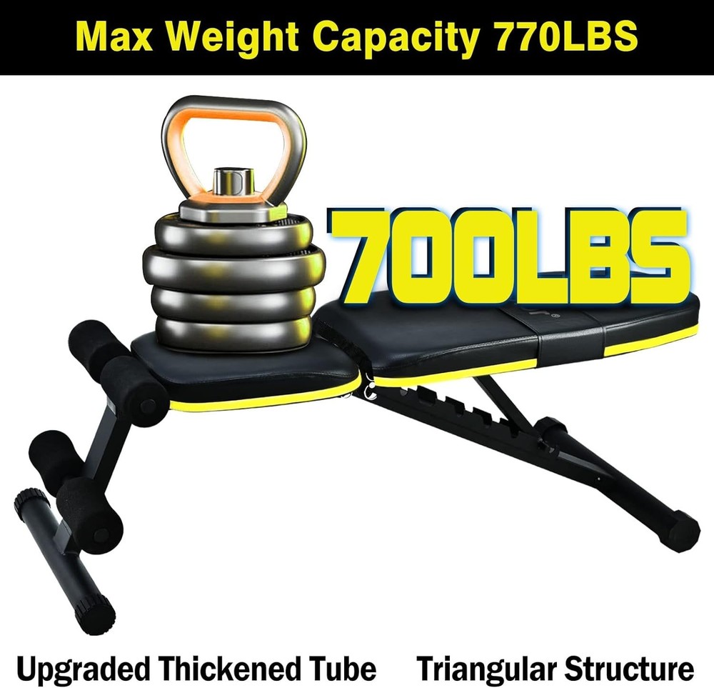Foldable Adjustable Weight Bench - 10 Position Strength Trainer, 770LB Capacity