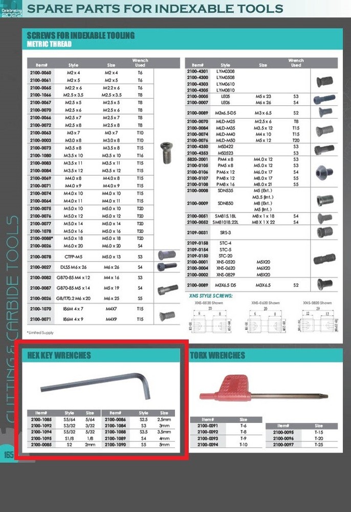S5 HEX KEY WRENCH (2100-1090)