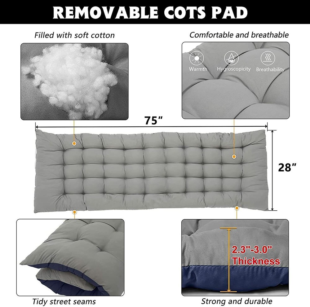 NAIZEA Folding Camping Cot Bed 1200D 2-Layer Oxford Cots for Camp Office Use