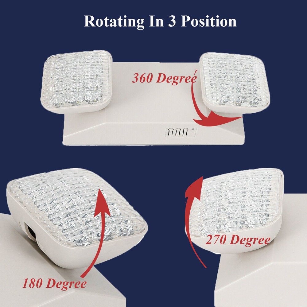 LED Exit Emergency Light Adjustable Two Head With Battery Backup US Stock 6pcs