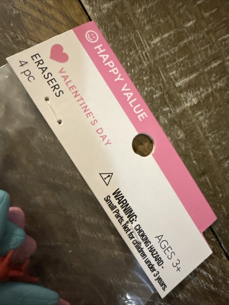 Happy Value Valentines Day Erasers 4 Count