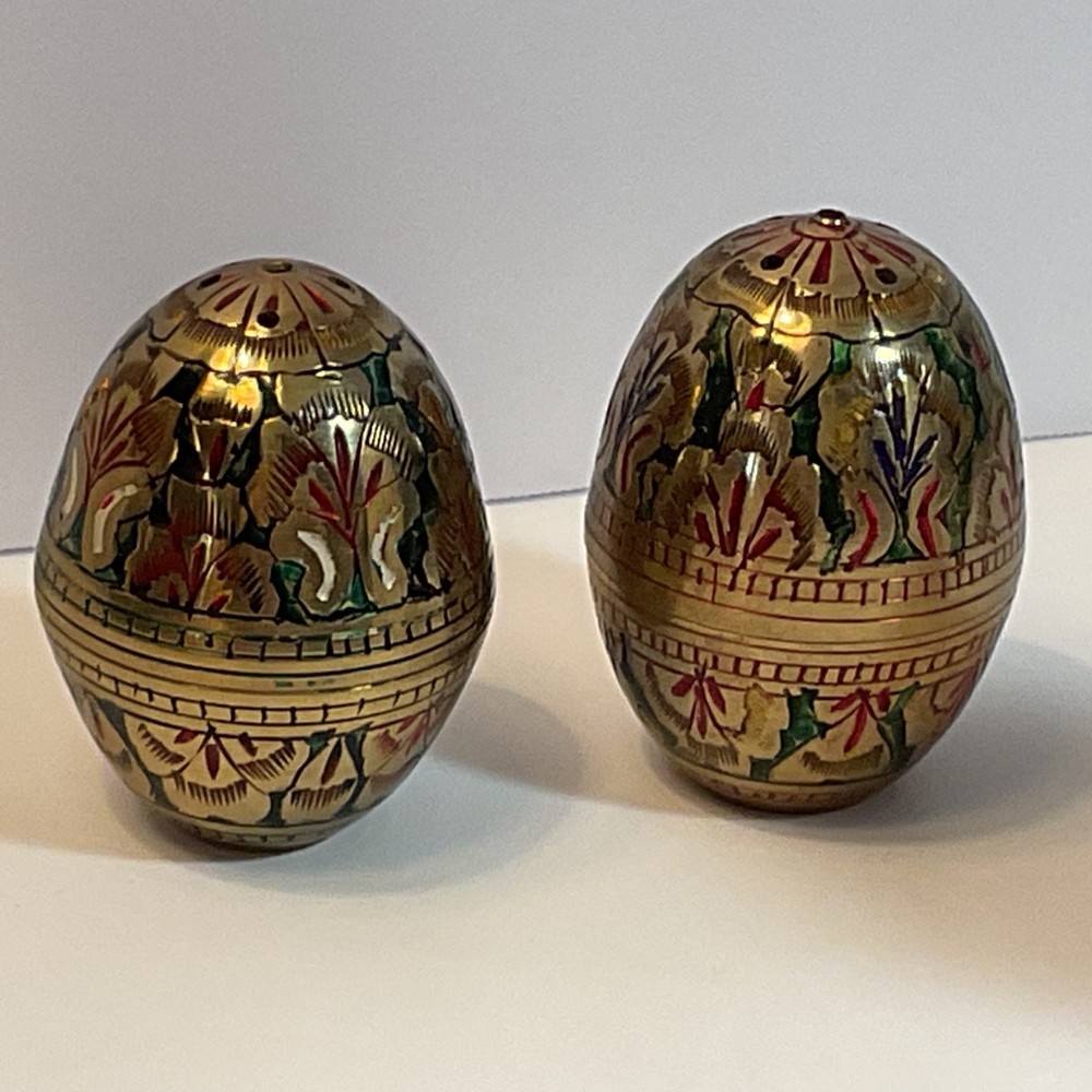 2 Vintage Brass Incense Burners Egg Shape 2.5” Tall