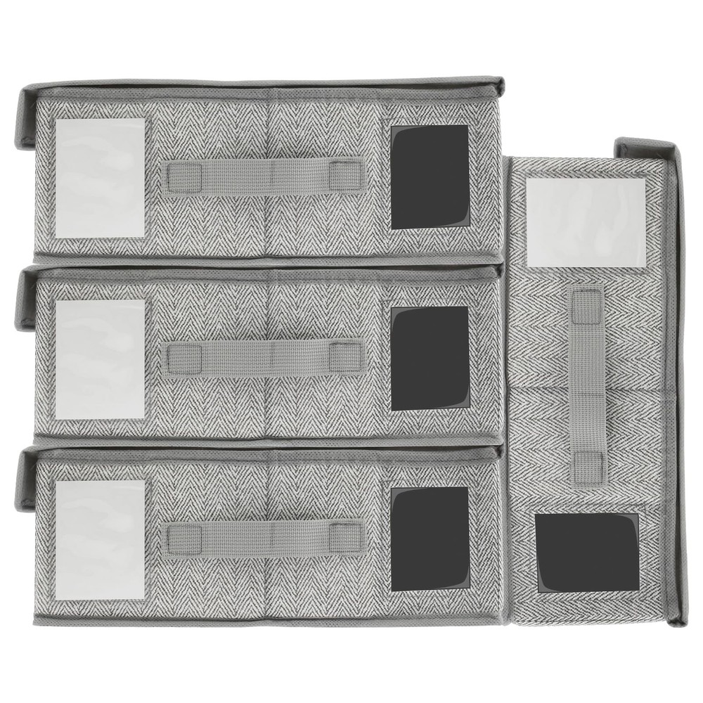 4 Pcs Bed Sheet Organizers, Foldable, Window, Label, Portable Handle, Closet