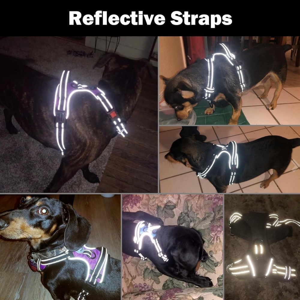 PHOEPET No Pull Dog Harness Medium Reflective Front Clip Vest with Handle,Adjust