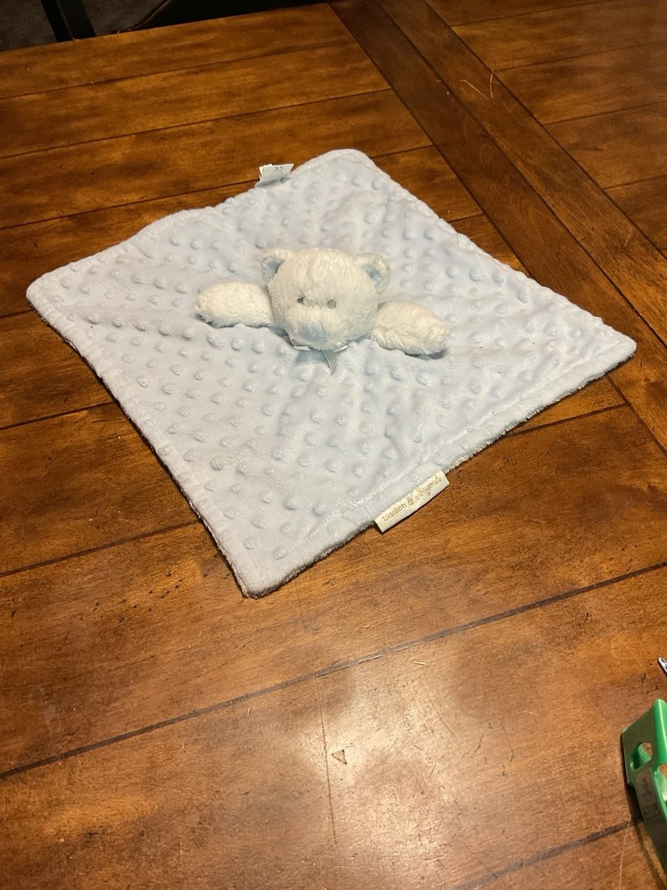Blankets & Beyond Bear Lovey Security Blanket Blue Dots