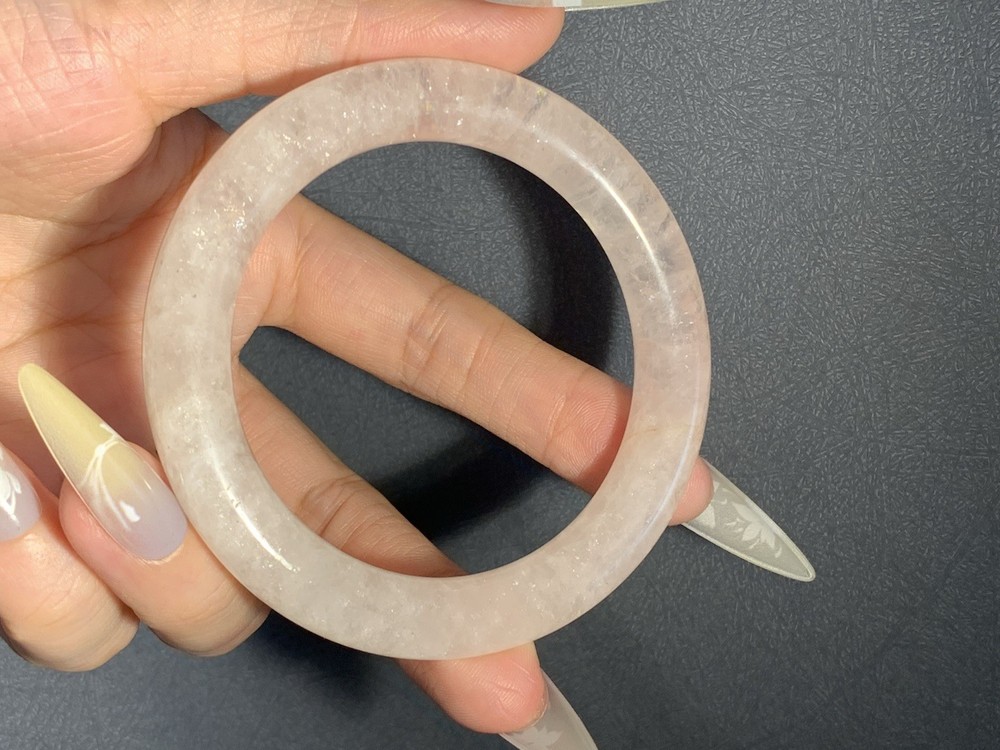 56.3mm Natural Rose Crystal Bangle/hand polished