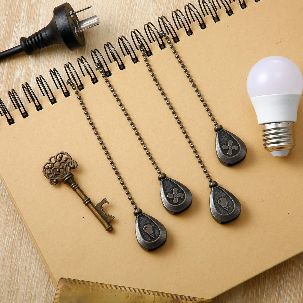 Vinaco Bronze Ceiling Fan Pull Chain Set, Decorative Fan Pull Chain Extension wi