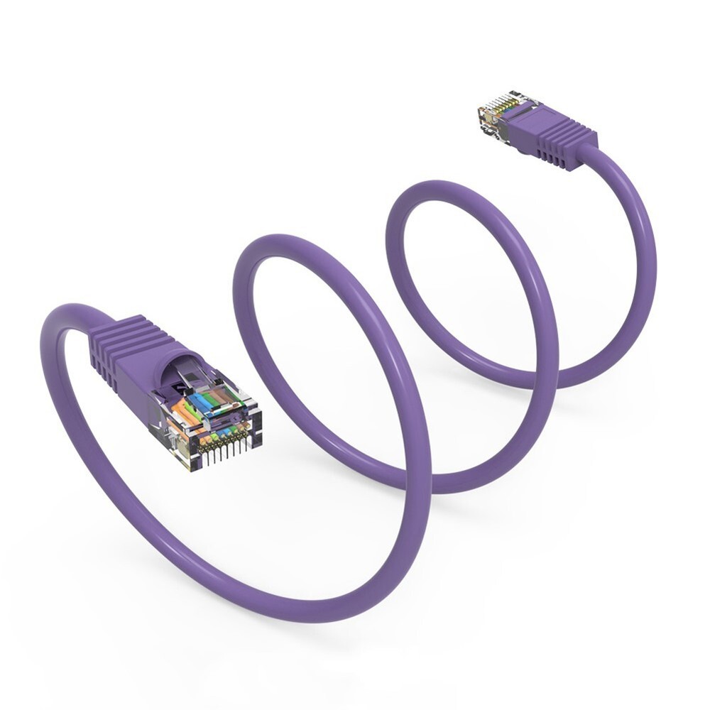 15FT Cat5E Network LAN Ethernet Modem Molded Snagless Patch Booted Cable Purple