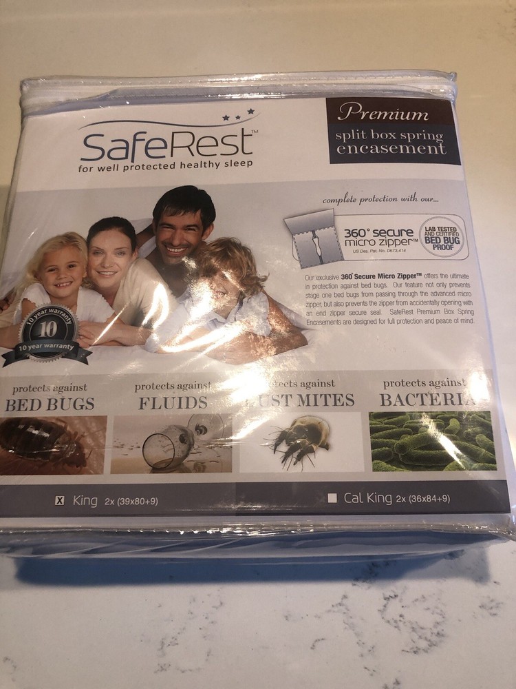 SafeRest Split Box Spring Encasement - 80x39x9 - King Size - NEW!