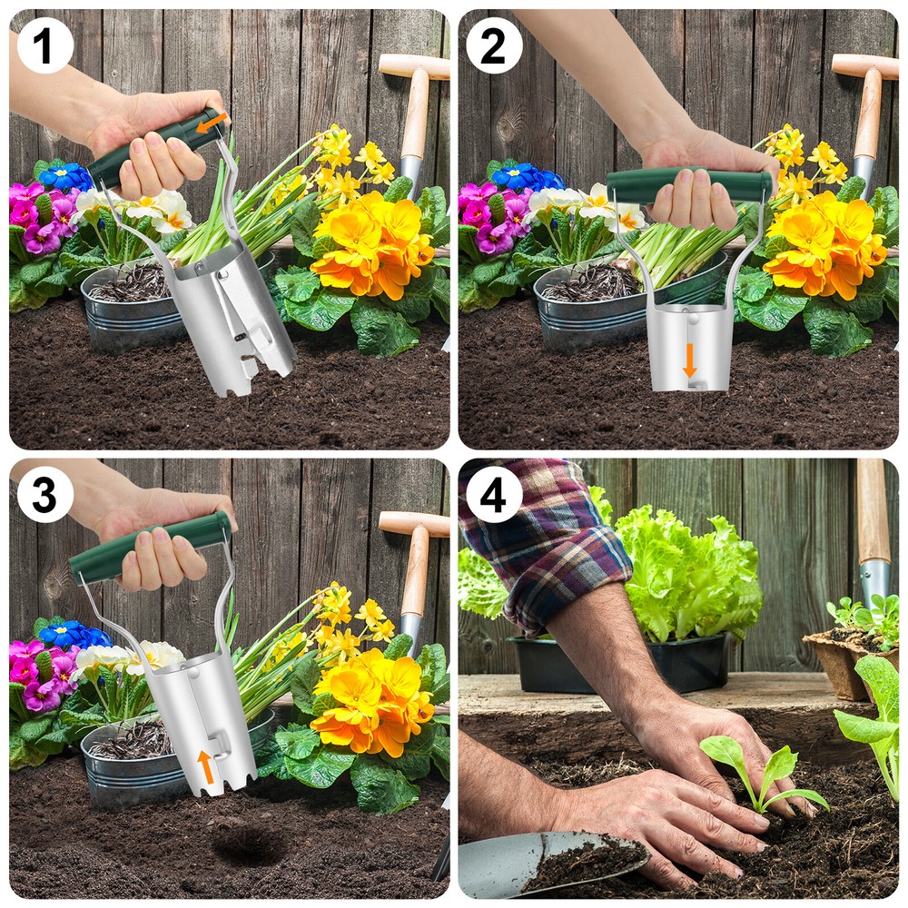 9'' Adjustable Handle Bulb Planter Set Garden Seed Sower Dispenser