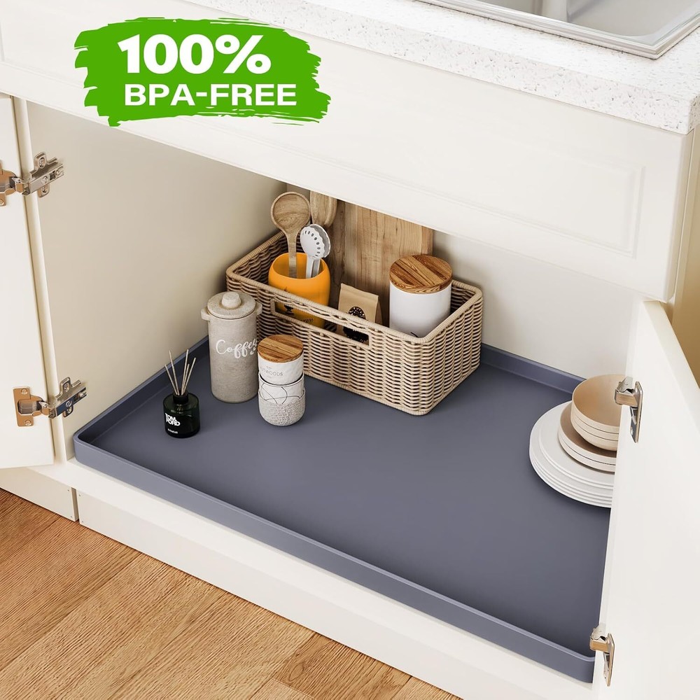 under Sink Mat for Kitchen Waterproof 34" X 22", Cabinet Liner, Shelf and Counte