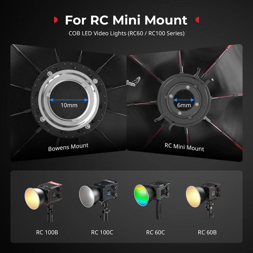11.4”/29cm Mini Parabolic Softbox Quick Release, with RC 60B/60C, RC 100B/100...
