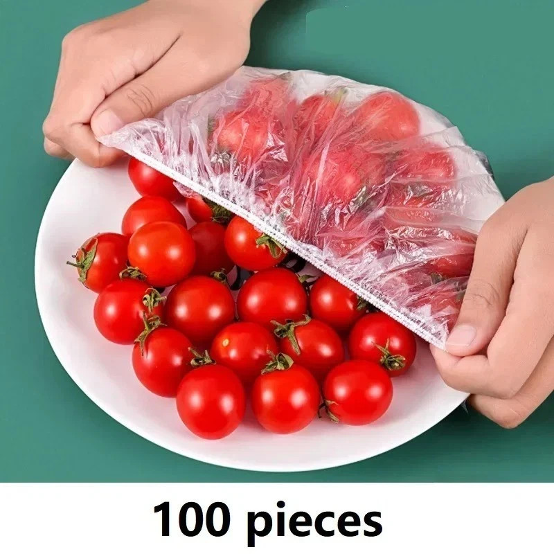 100PCS Disposable & Reusable Plastic Bowl Covers – Stretchable Food Storage Lids