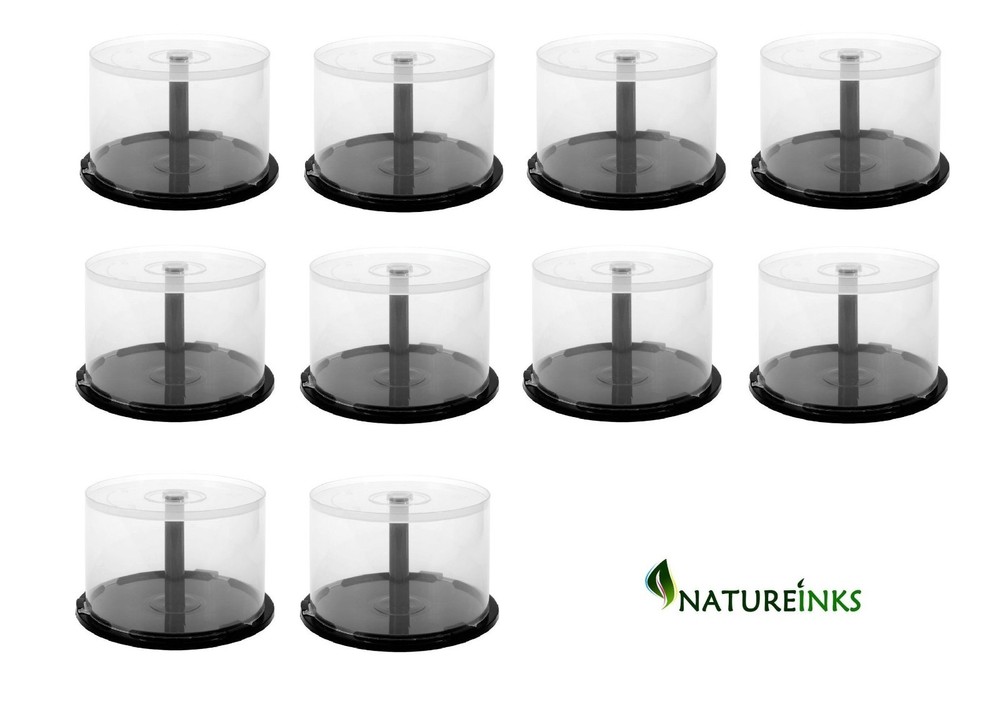 10 x 50 storage capacity CD DVD empty Spindle Tub plastic Cake Box Case Cakebox