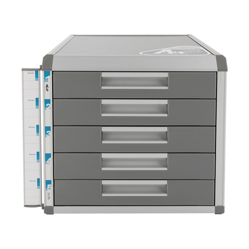 Lockable Aluminum Alloy File Organizer with 5 Drawers for Desktop Storage