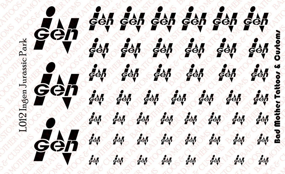 Small Scale INGEN Jurassic Park Logo Custom Waterslide Decals