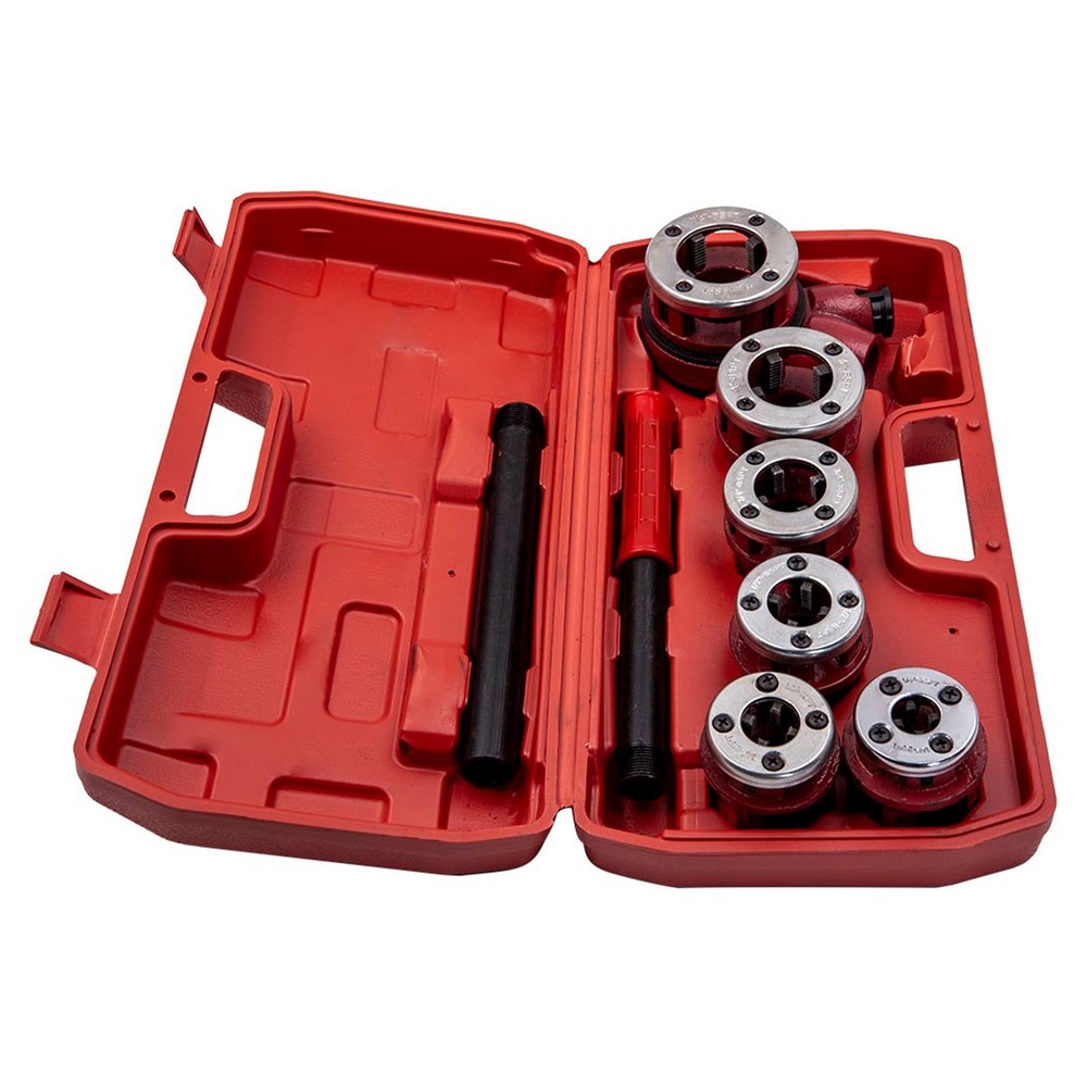 Ratchet Pipe Threader Kit Die Bar Head Handle Tools 1/4'' 3/4''  w/ 6 Dies