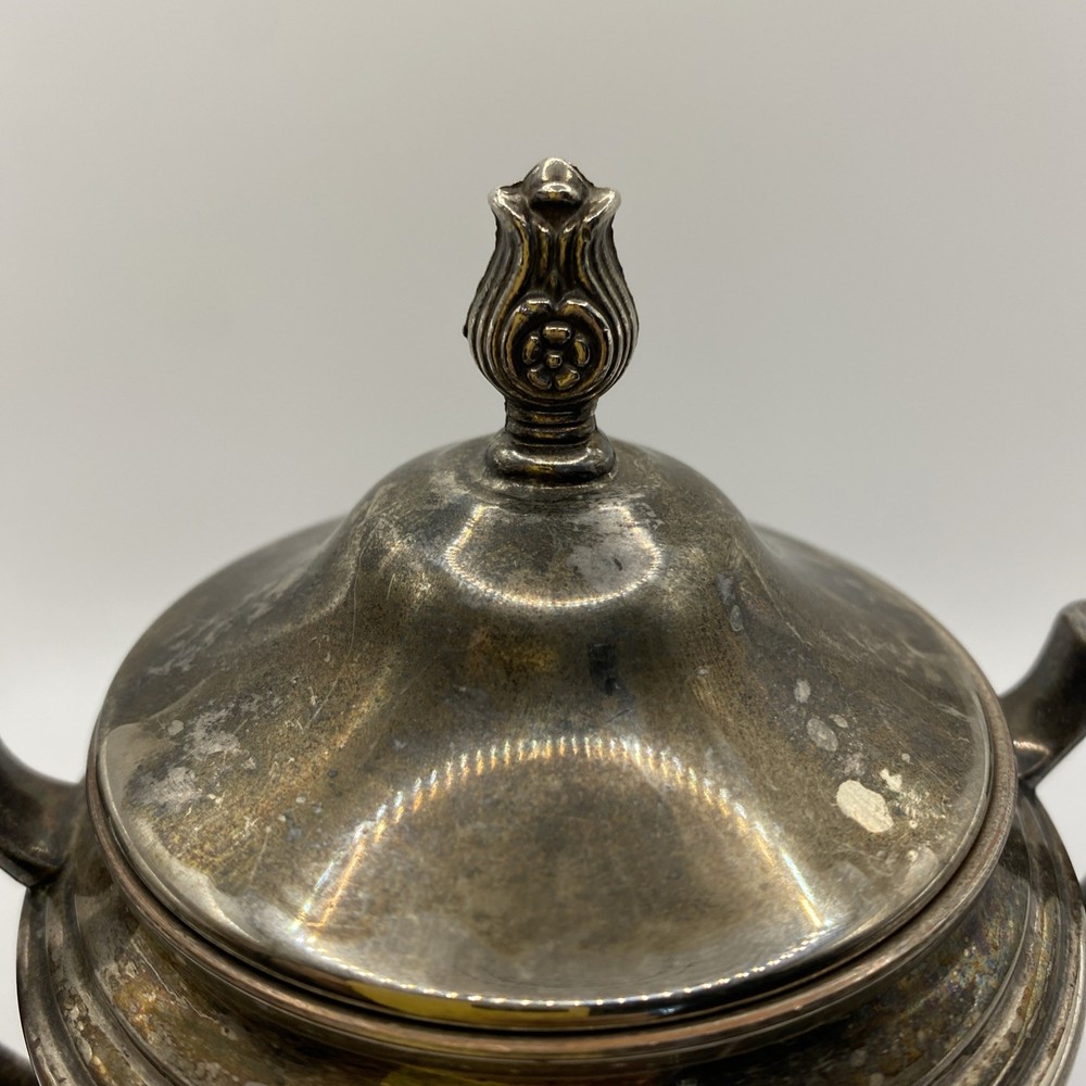 Vintage Crescent Silver Plate Sugar Bowl Pattern 2195 Antique Tableware