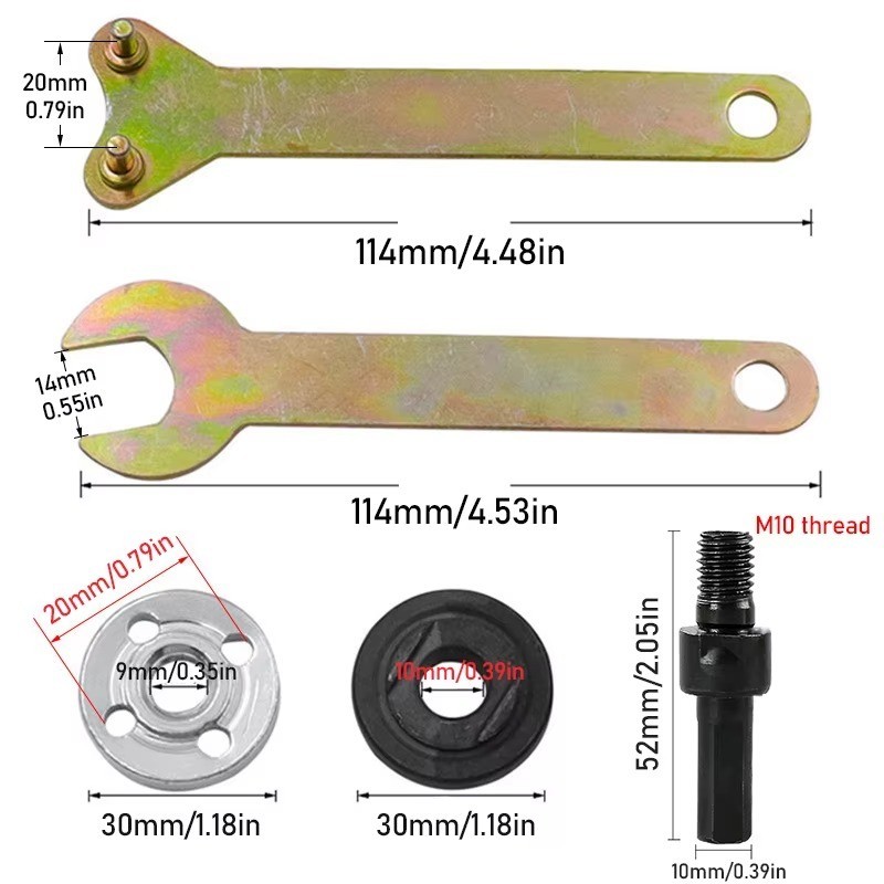 10mm 5Pcs Drill to Angle Grinder Adapter Set – Variable Rod Converter Tool US