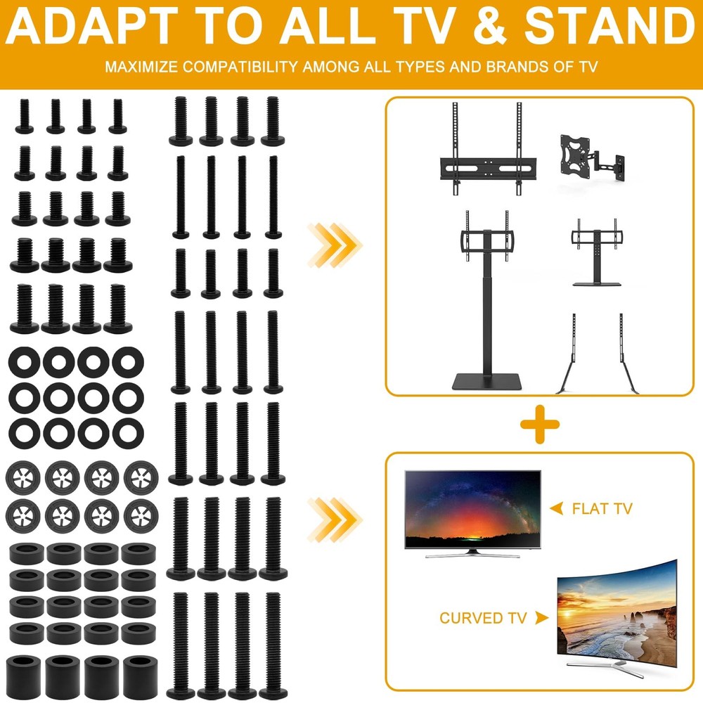 Universal TV Mounting Screws Hardware Kit with Box, Includes M4 M5 M6 M8 Scre...