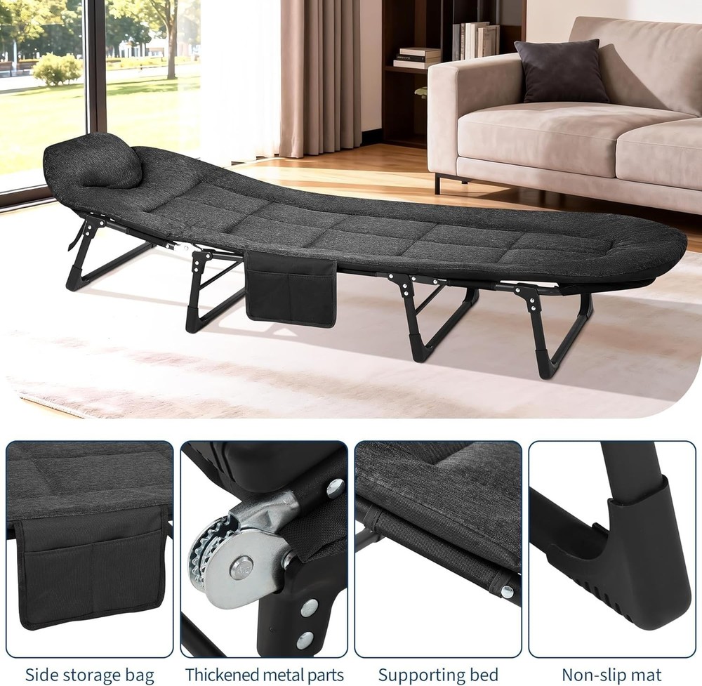 Adults Oversized Folding Sleeping Bed Portable Cots Foldable Reclining Chair Bed