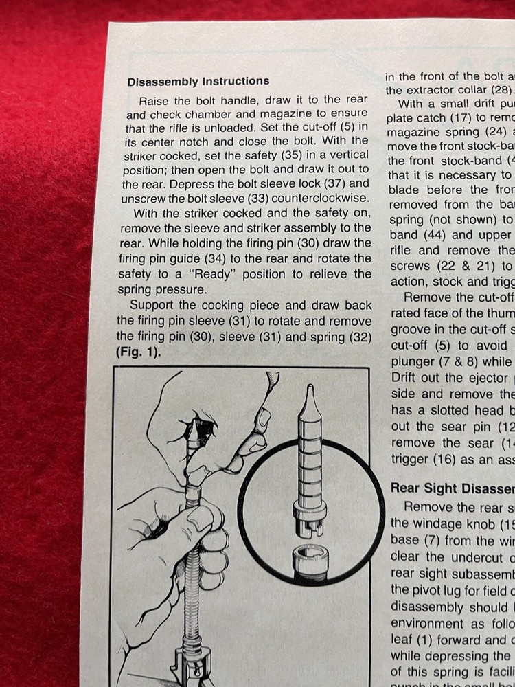 Springfield M1903 Rifle Magazine Article/Print Ad Exploded Views Disassembly