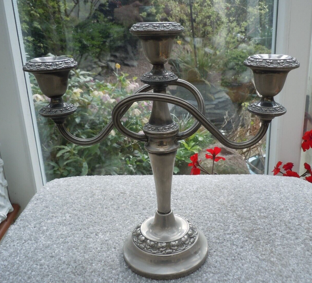 Silver Plated 3 arm Candelabra by Ianthe.