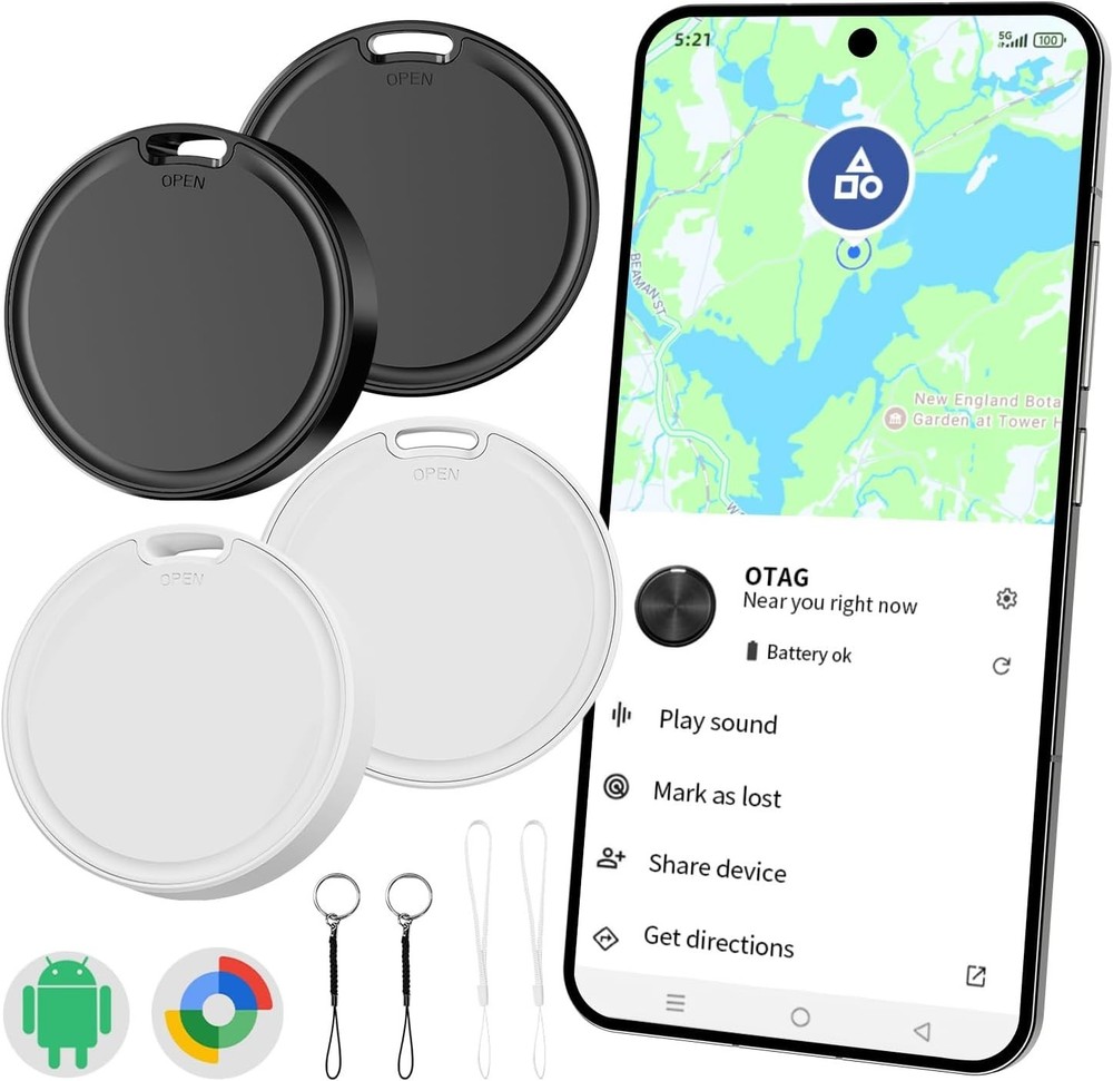 4-Pack Android Bluetooth Tracker Tag IP65 Waterproof Item Finder for Keys Wallet