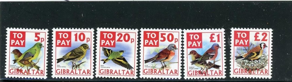 Gibraltar 2002 Birds Scott# J26-31 Mint NH