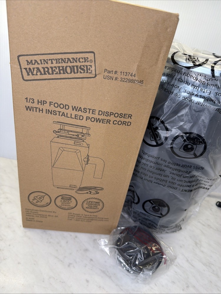 Maintenance Warehouse Garbage Disposal 1/3 HP With power cord part#113744