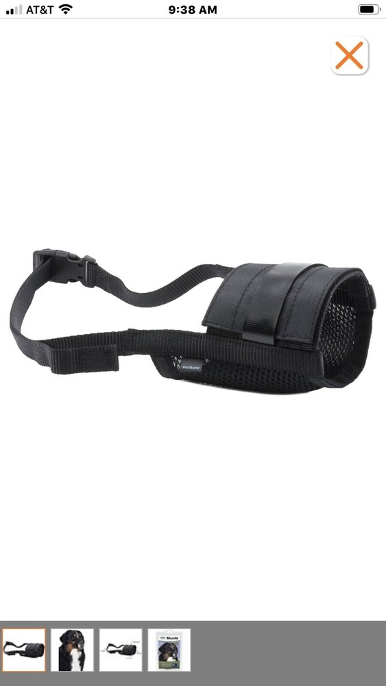 Muzzle Guard with Collar for Dogs Black Size XL.  NEW
