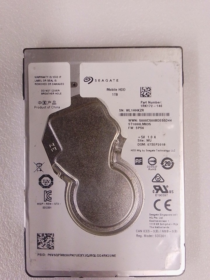 Seagate Xbox One S 1TB Hard Drive Untested