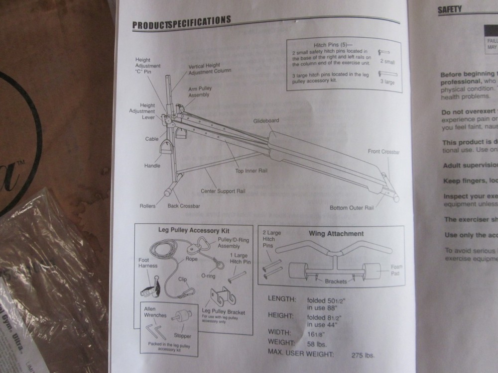 Total Gym Ultra exercise system NEW