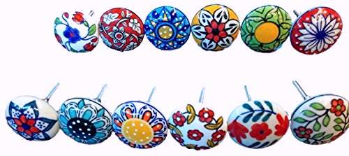 Lot 50 PC Indian Boho handmade Ceramic Door Knobs Cabinet Drawer handle Pulls
