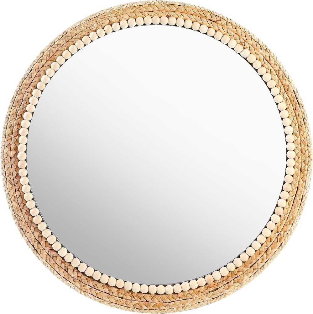 21 Inch Boho Round Hanging Wall Mirror Decorative Rattan Circle Wall