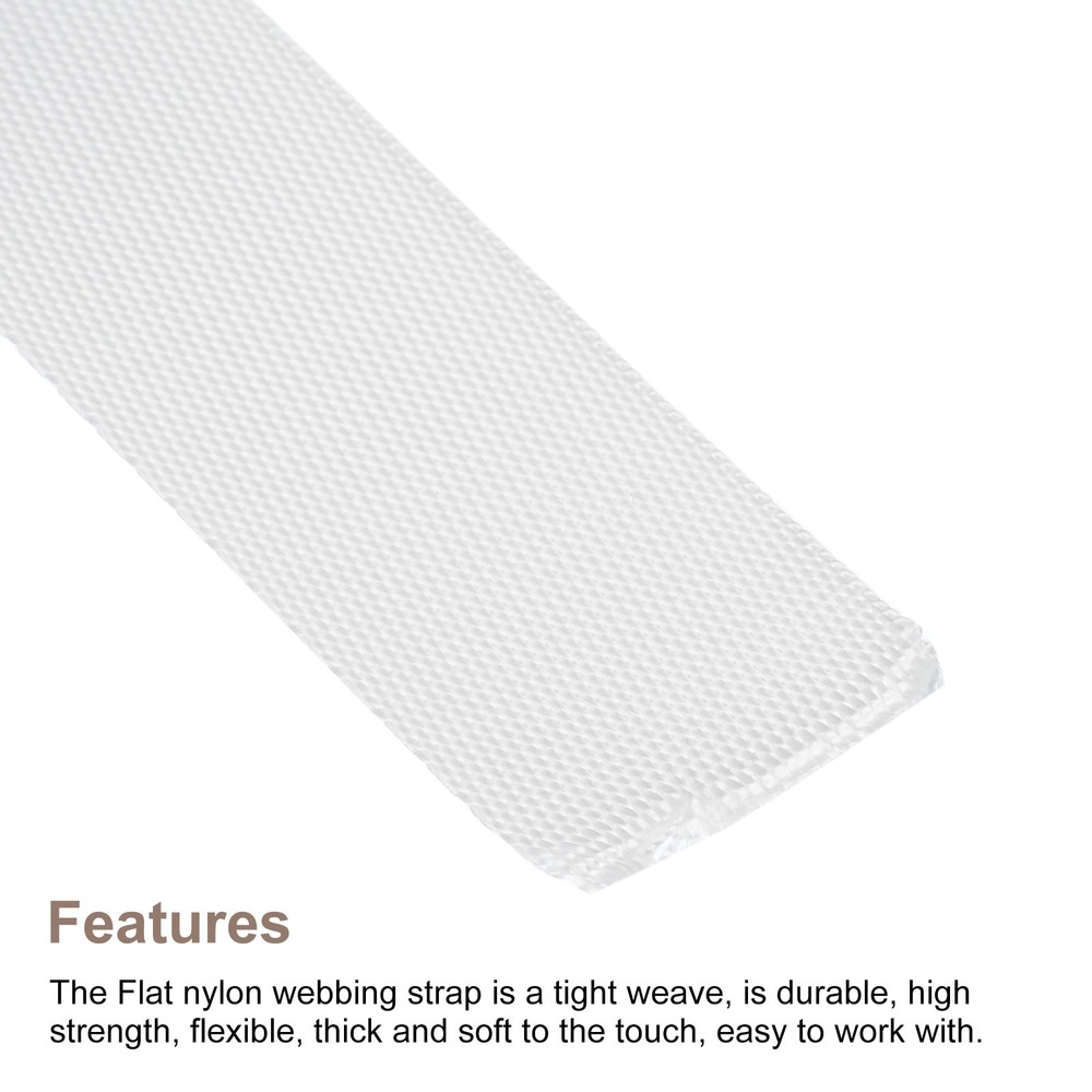 Flat Nylon Webbing Strap 1 Inch 10 Yards White for Backpack, Luggage-rack