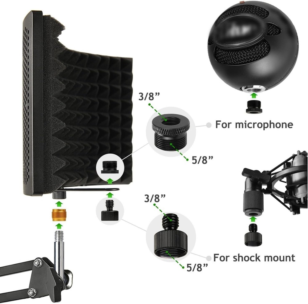 Microphone Stand with Isolation Shield and Pop Filter for Recording