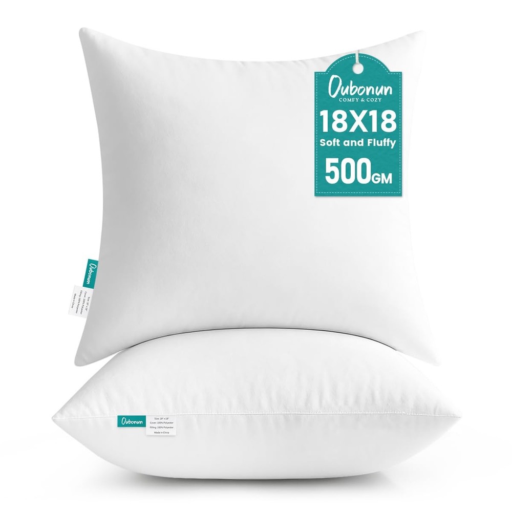 18 x 18 Throw Pillow Inserts - Soft, Plush & Decorative Down Alternative Pill...