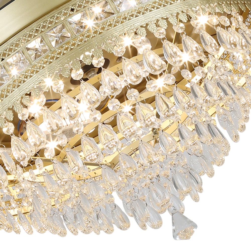 Modern Crystal Ceiling Fan Light with Remote Control and LED Illumination