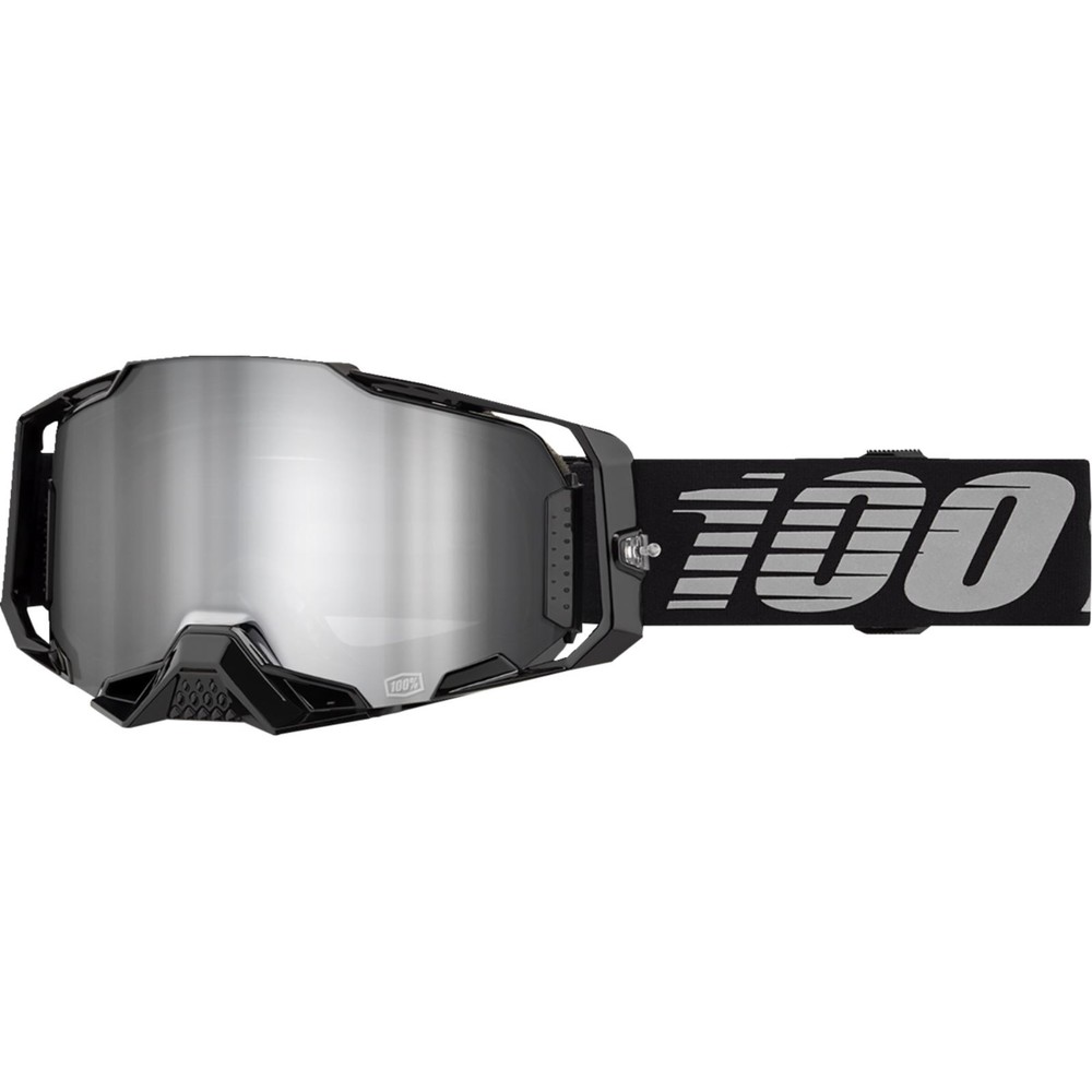 100% Armega Goggles - Black - Silver Mirror 50005-00030