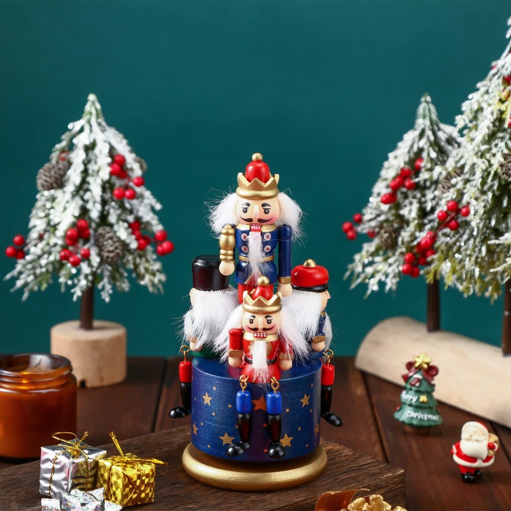 Nutcracker Music Box Wooden Nutcracker Soldier Toy Handmade Nutcracker Figure...
