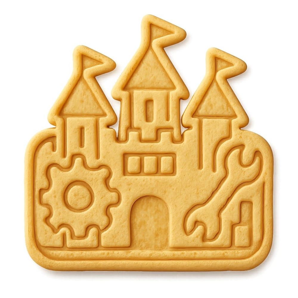 Modern Engineers Castle Cookie Cutter & Stamp - 4x3.3